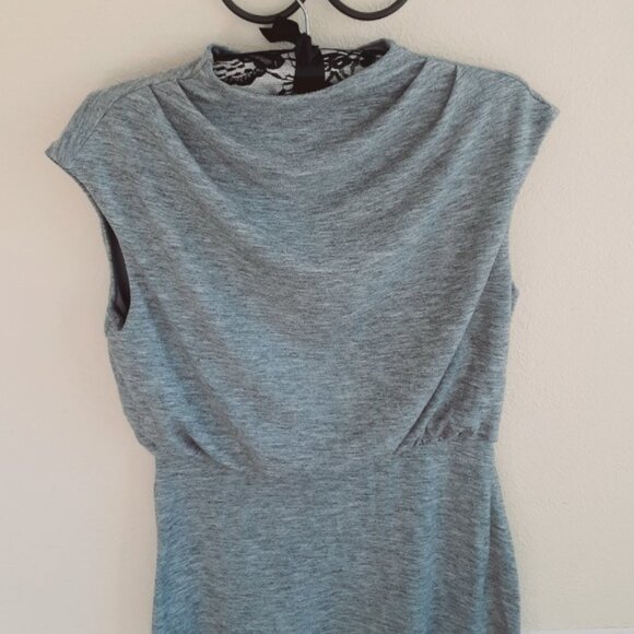 Ann Taylor Heathered Gray Cowl Knit Dress 2P - Picture 5 of 7